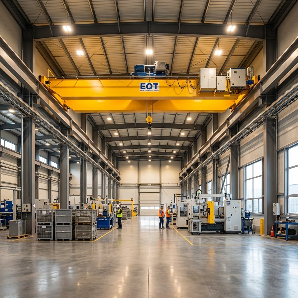 Modern Double Girder EOT Crane in a Factory